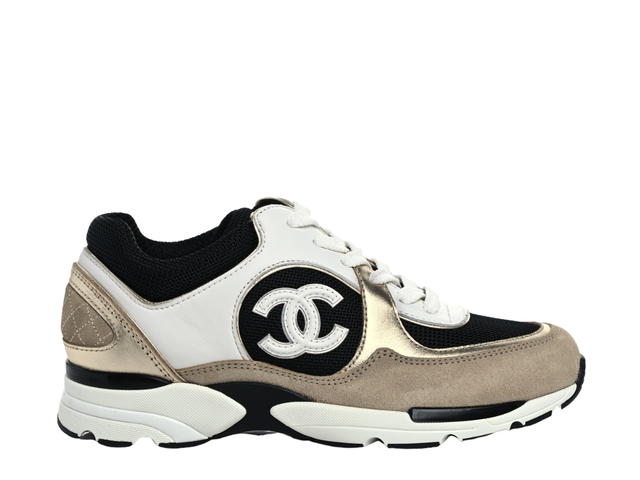 Chanel Chanel Sneakers In Suede Calfskin White Black Beige Gold - view 1