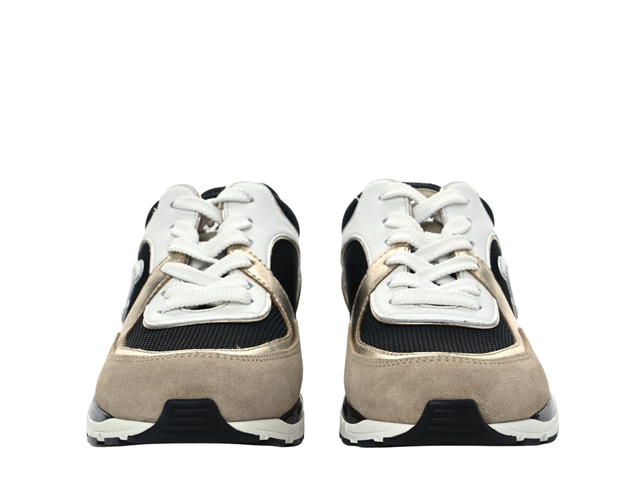 Chanel Chanel Sneakers In Suede Calfskin White Black Beige Gold - view 3