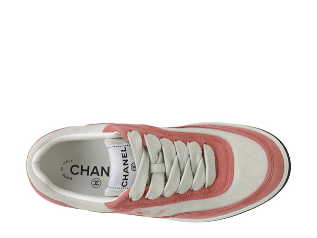 Chanel Chanel Sneakers In White-Pink Suede Kidskin With CC Logo (W) - view 3