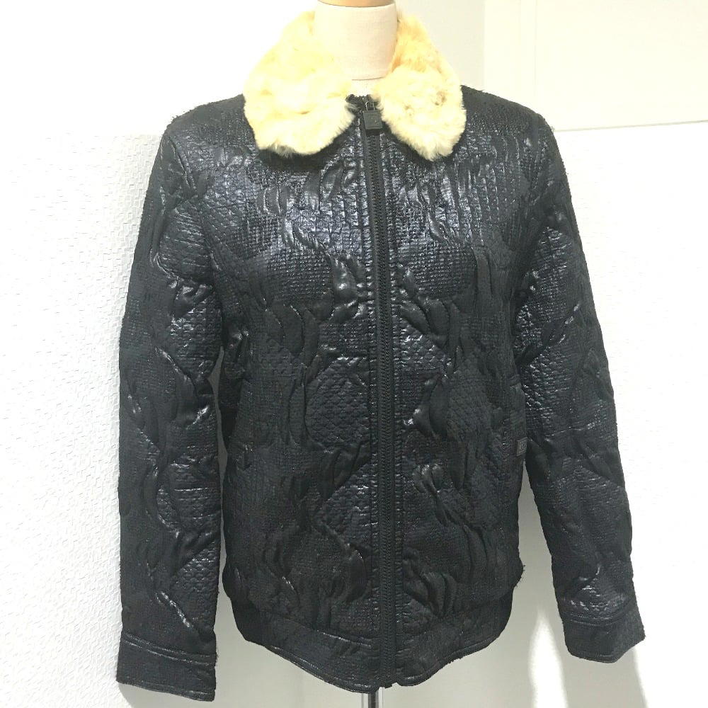 Chanel CHANEL Sports 08A Jacket with Fur Metallic Black/Metallic Navy
