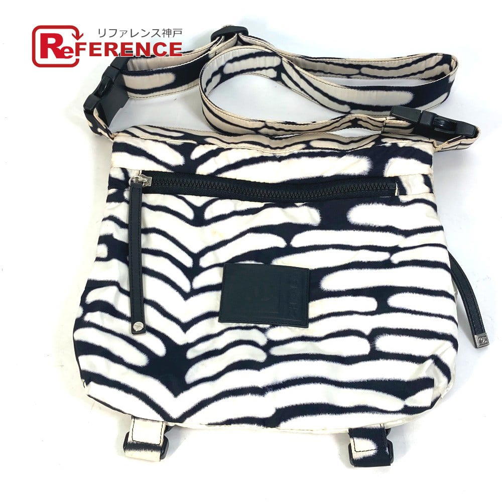 Chanel CHANEL Sports Zebra pattern Crossbody bag Shoulder Bag Nylon Black/White