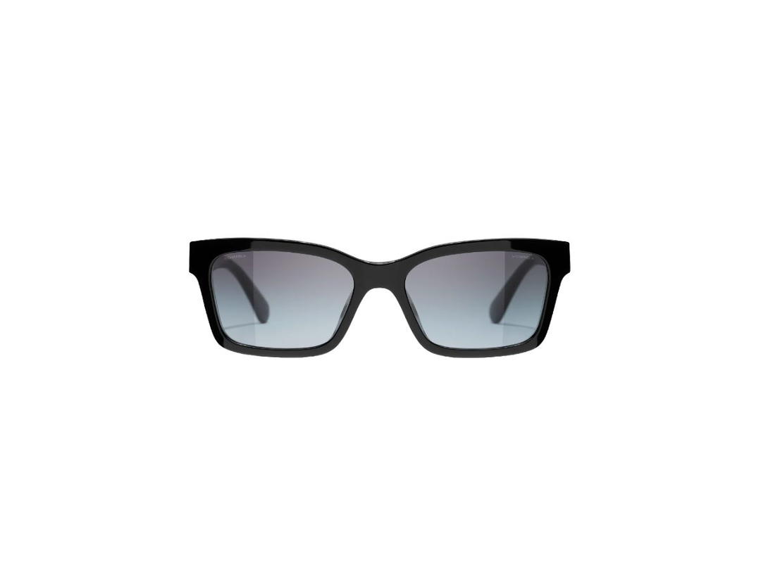 Chanel Chanel Square Sunglasses In Acetate Black Green With Lenses Grey Gradient