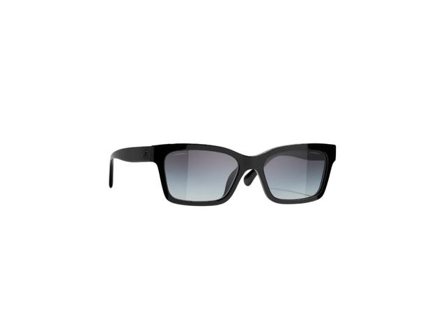 Chanel Chanel Square Sunglasses In Acetate Black Green With Lenses Grey Gradient - view 2