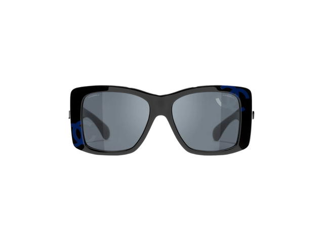 Chanel Chanel Square Sunglasses In Acetate Black And Blue With Gray Lenses - view 1