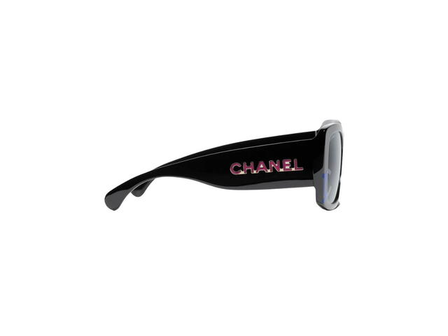 Chanel Chanel Square Sunglasses In Acetate Black And Blue With Gray Lenses - view 3