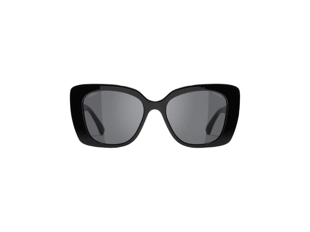 Chanel Chanel Square Sunglasses In Acetate Strass Black With Gray Lenses