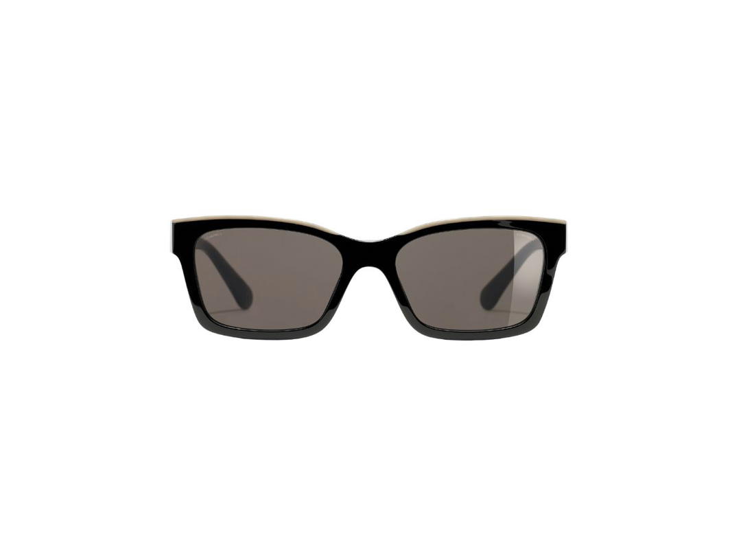 Chanel Chanel Square Sunglasses In Acetate Black And Beige With Brown Lenses