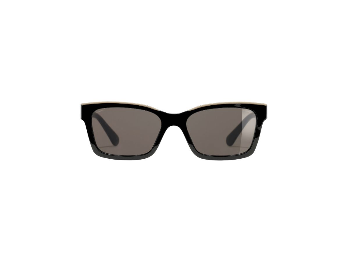 Chanel Chanel Square Sunglasses In Acetate Black And Beige With Brown Lenses