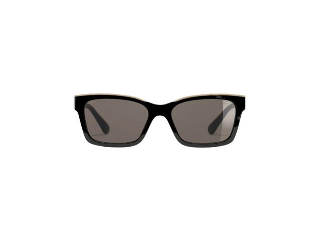 Chanel Chanel Square Sunglasses In Acetate Black And Beige With Brown Lenses - view 1