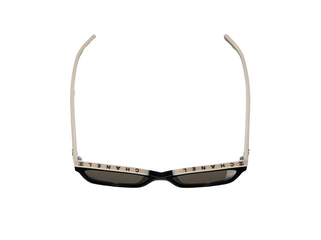 Chanel Chanel Square Sunglasses In Acetate Black And Beige With Brown Lenses - view 3