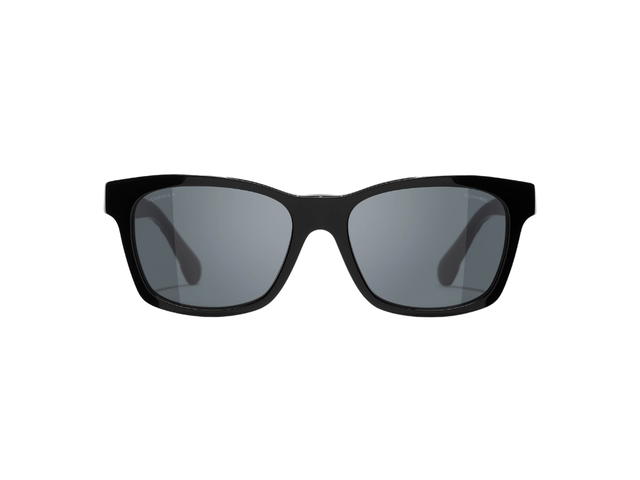Chanel Chanel Square Sunglasses In Black Acetate Frame-CC Logo Quilted Detail With Gray Polarized Lenses - view 1