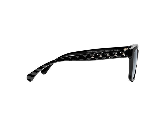 Chanel Chanel Square Sunglasses In Black Acetate Frame-CC Logo Quilted Detail With Gray Polarized Lenses - view 3
