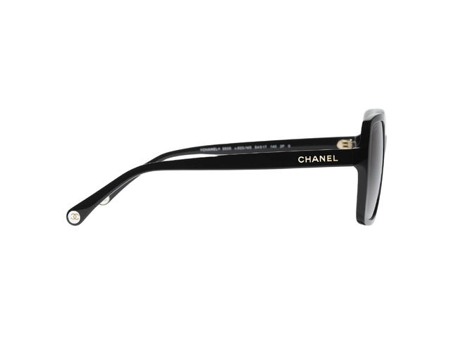 Chanel Chanel Square Sunglasses In Black Acetate Frame-Gold Lettering With Grey Lenses - view 3