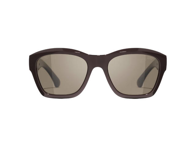 Chanel Chanel Square Sunglasses In Brown Acetate-Silver Hinged Frame With Brown Lenses - view 2