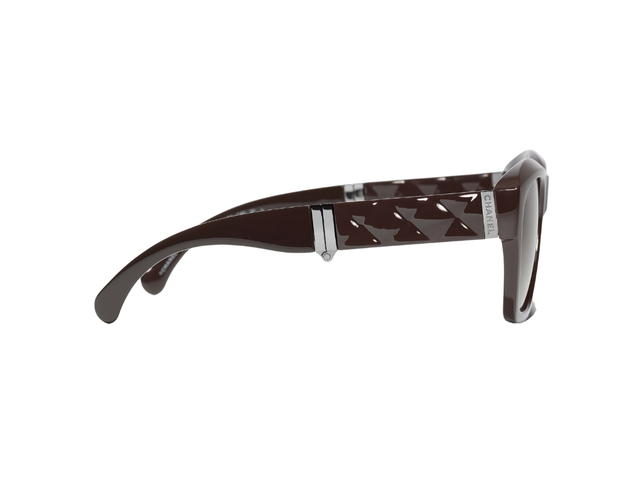 Chanel Chanel Square Sunglasses In Brown Acetate-Silver Hinged Frame With Brown Lenses - view 3