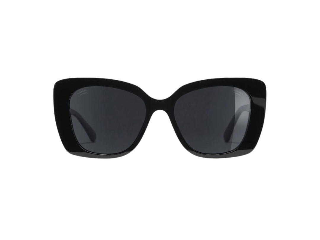 Chanel Chanel Squared Sunglasses In Acetate And Strass Black Frame With Grey Polarized Lenses