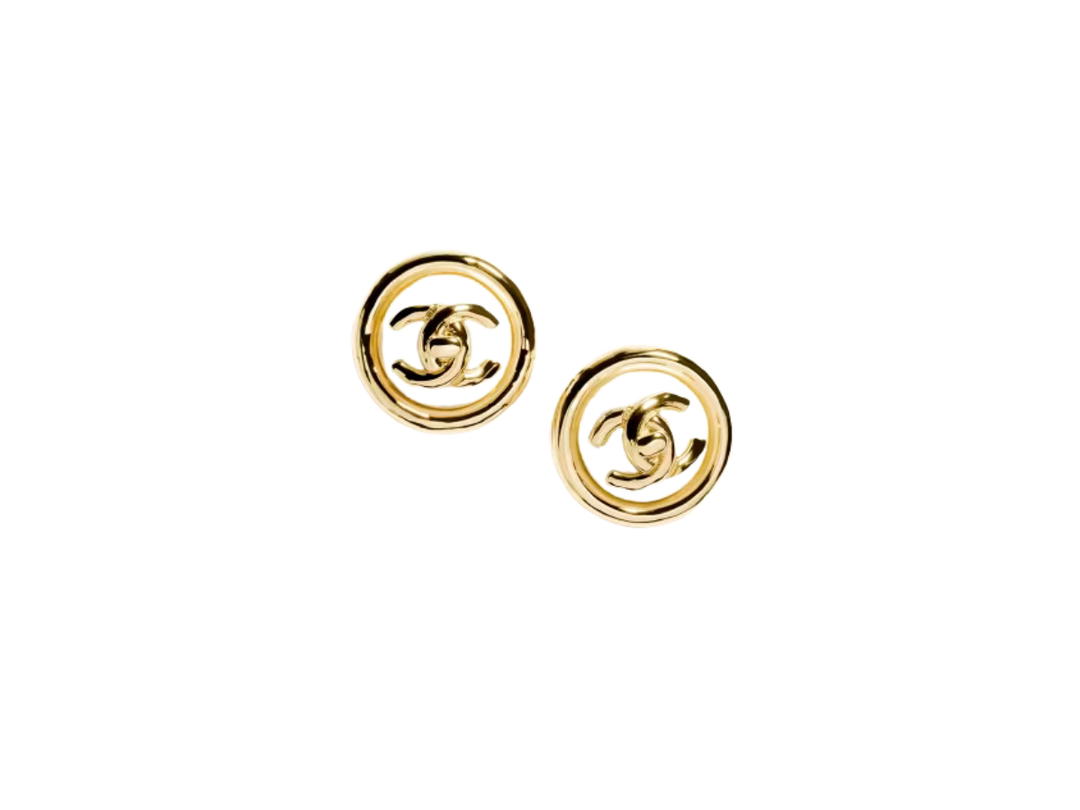 Chanel Chanel Stud Earrings In CC Gold Metal-Resin Pearly White