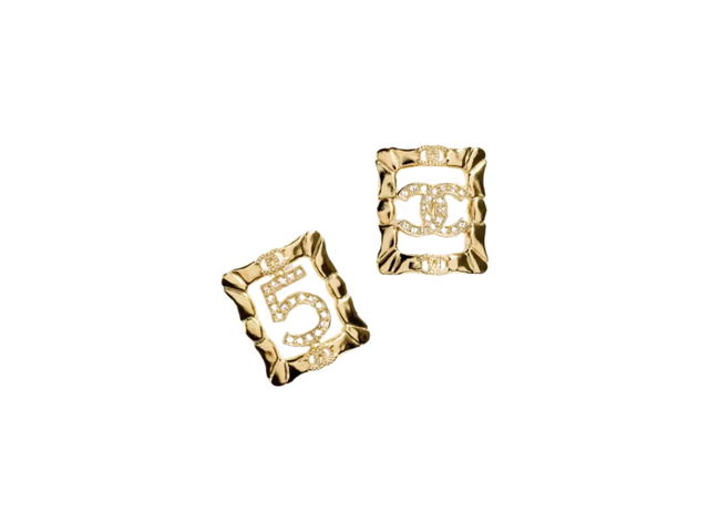 Chanel Chanel Stud Earrings In CC-No.5 With Gold Metal Diamantés Crystal - view 1