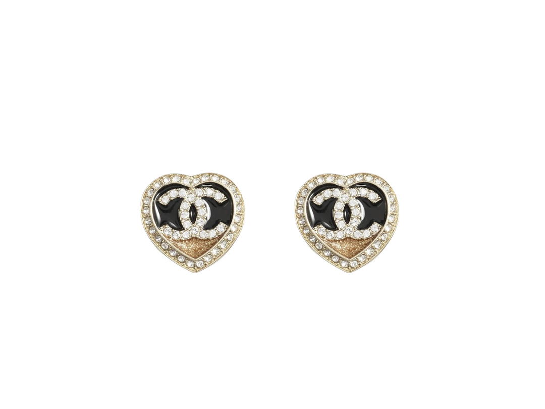 Chanel Chanel Stud Earrings In Gold Black Dark Gold and Crystal