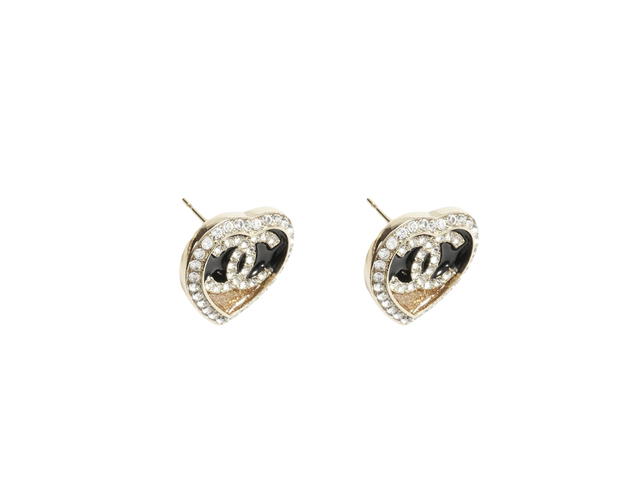 Chanel Chanel Stud Earrings In Gold Black Dark Gold and Crystal - view 2
