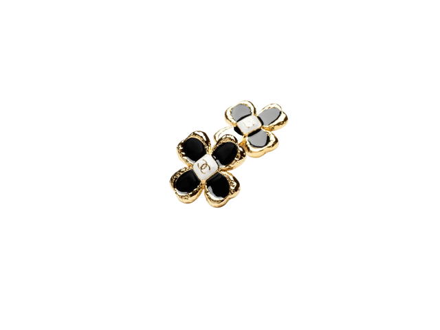 Chanel Chanel Stud Earrings In Metal With Resin Gold Hardware Black-Pearly White - view 2