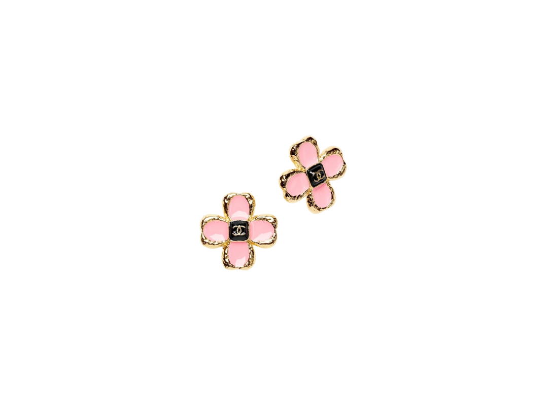 Chanel Chanel Stud Earrings In Metal With Resin Gold Hardware Pink-Black