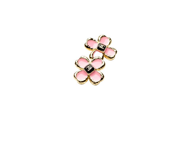 Chanel Chanel Stud Earrings In Metal With Resin Gold Hardware Pink-Black - view 2