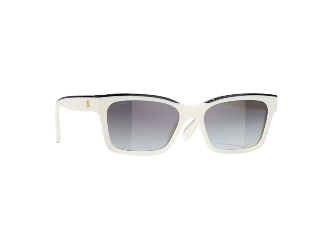 Chanel Chanel Sunglasses Square In White Acetate Frame With Grey Lenses