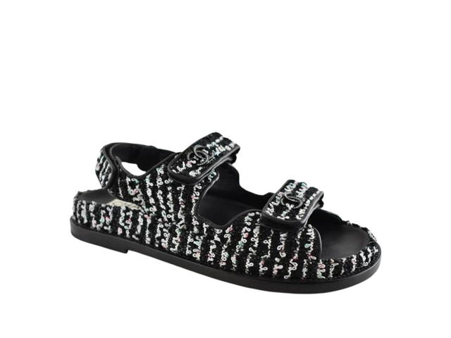Chanel Chanel Tweed Dad Sandals Black-White (W) - view 2