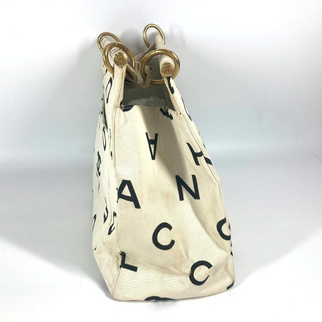 Chanel CHANEL vintage Logo pattern Bag Tote Bag Hand Bag Canvas White/Black - view 4