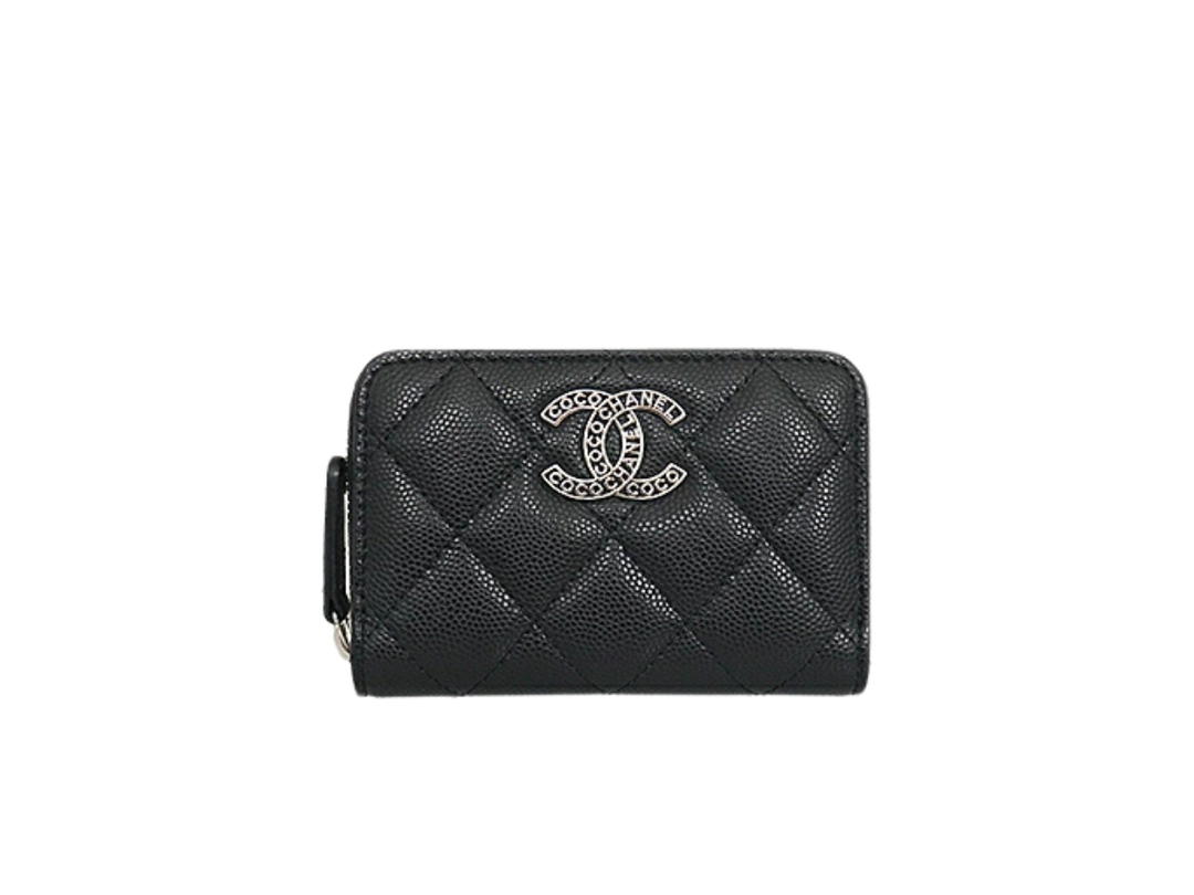 Chanel Chanel Wallet Coin Case In Black Matelasse Caviar Skin Zip Coin Purse