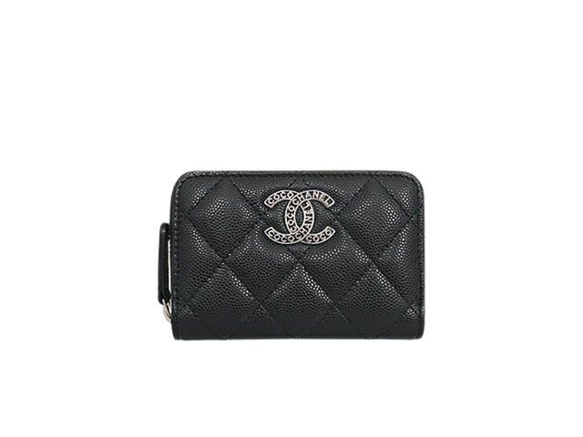 Chanel Chanel Wallet Coin Case In Black Matelasse Caviar Skin Zip Coin Purse - view 1