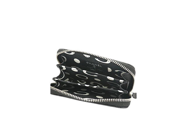 Chanel Chanel Wallet Coin Case In Black Matelasse Caviar Skin Zip Coin Purse - view 2