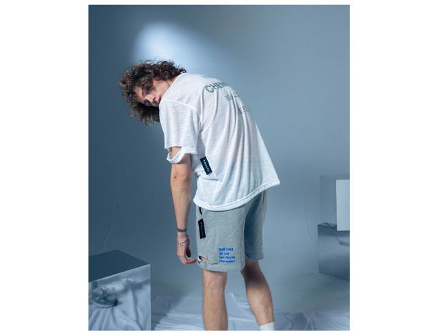 CHEMISE CHEMISE Blue Poem Grey Topdye Shorts - view 6