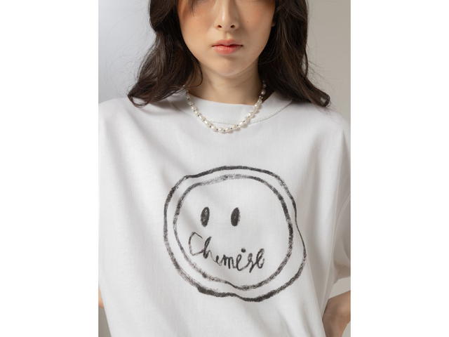 CHEMISE CHEMISE Smiley Drawing White T-Shirt - view 3