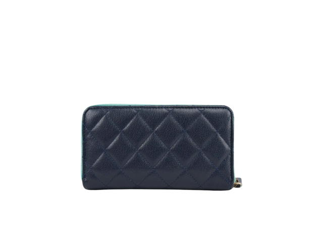 Chanel Chanel Cruise Quilted Calfskin Zip Wallet Navy Mint Fuchsia - view 3