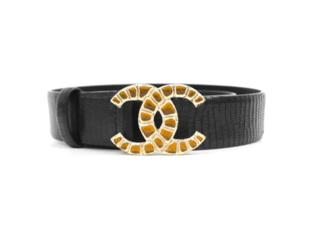 Chanel Chanel CC Leather Belt Black Crystal