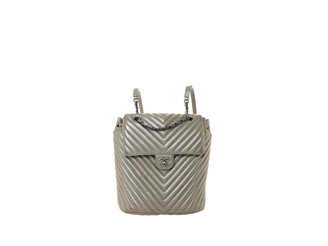 Chanel Chanel Iridescent Chevron Quilted Urban Spirit Backpack Silver