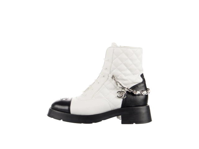 Chanel Chanel Interlocking CC Logo Combat Boots White - view 2