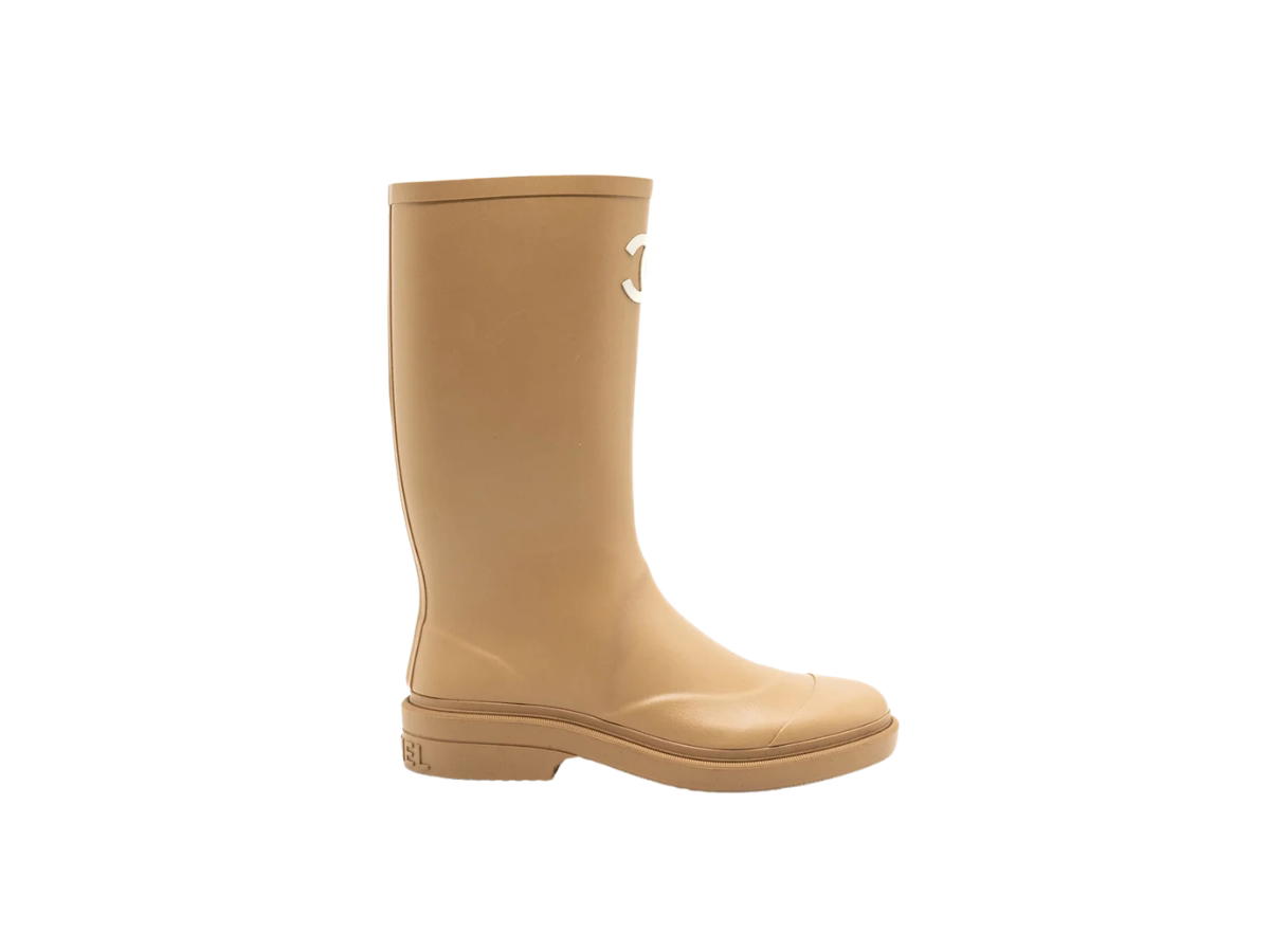 Chanel Chanel Wellington Rain Boots Rubber Beige
