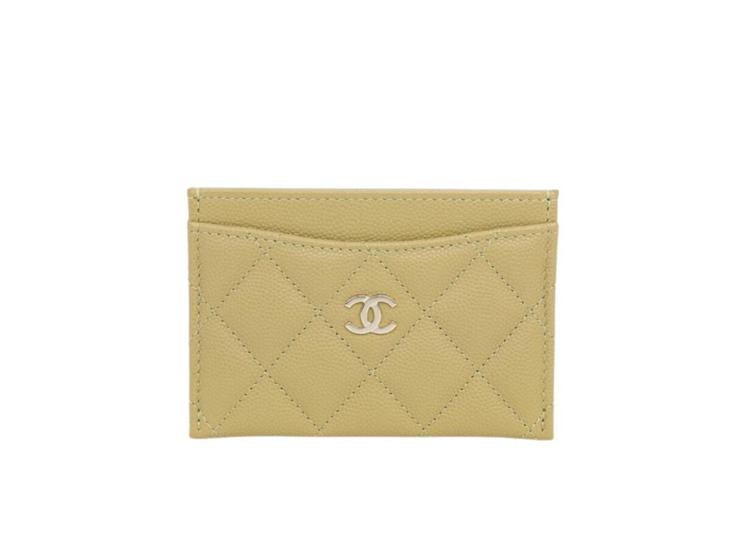 Chanel Chanel Classic Caviar Simple Card Holder Light Green
