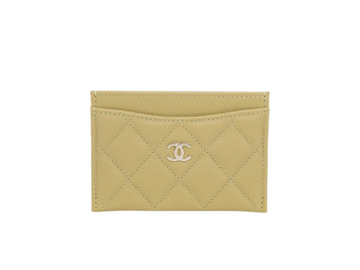 Chanel Chanel Classic Caviar Simple Card Holder Light Green