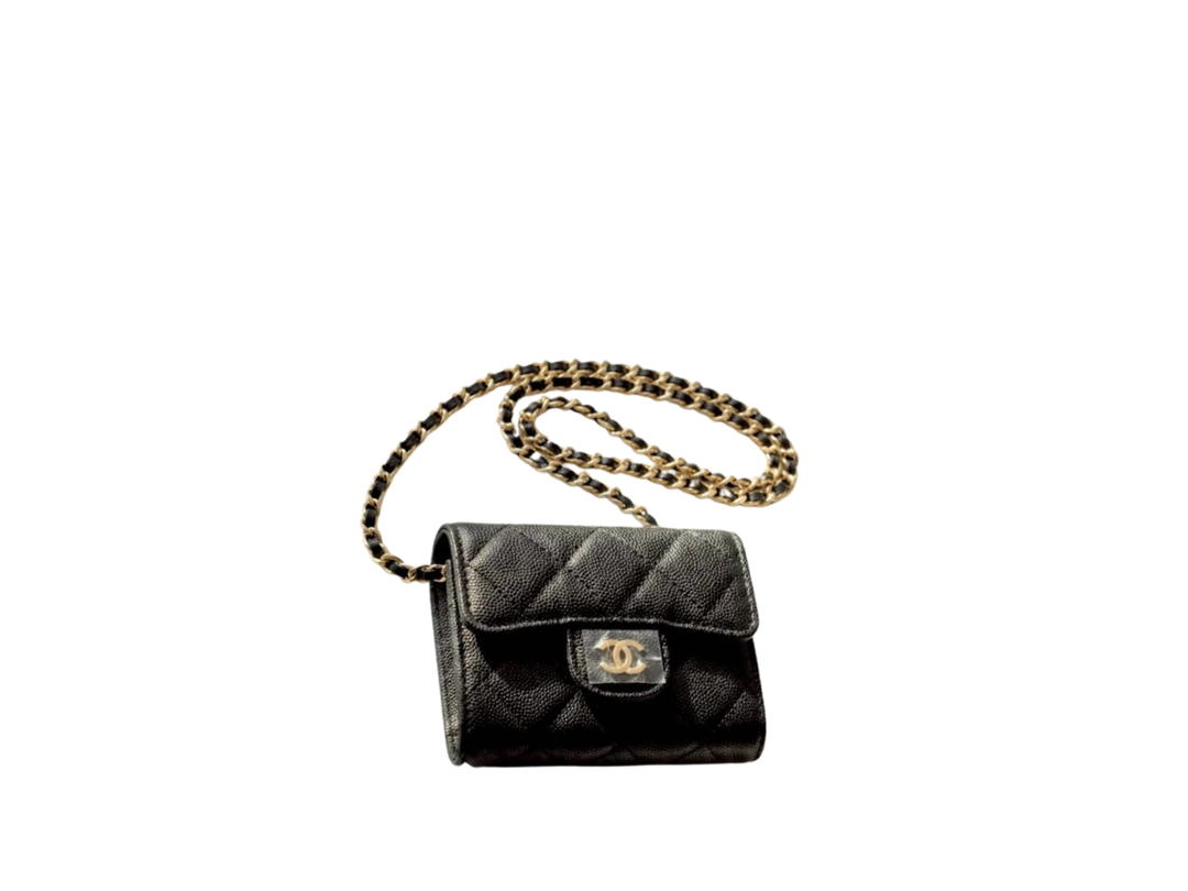 Chanel Chanel Classic Flap Card Holder With Chain Black