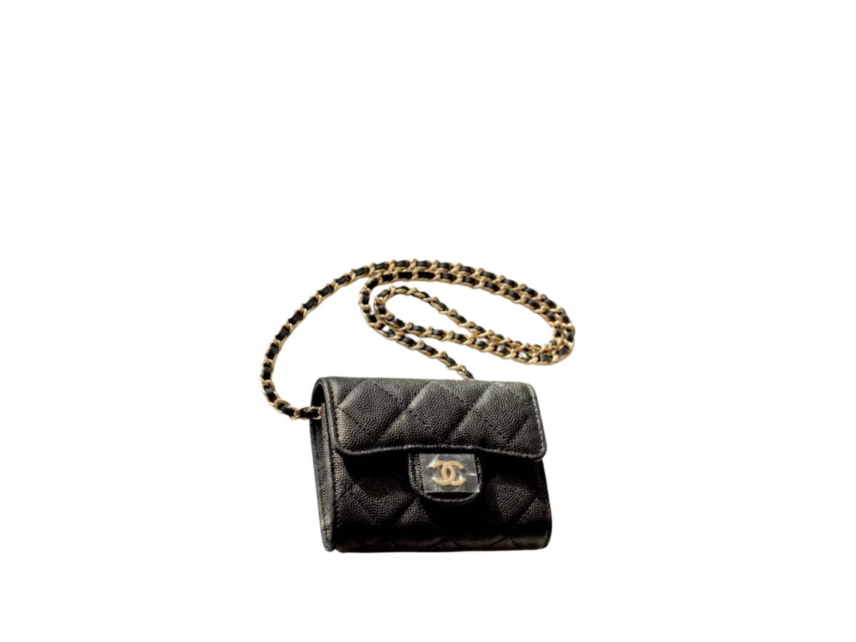 Chanel Chanel Classic Flap Card Holder With Chain Black