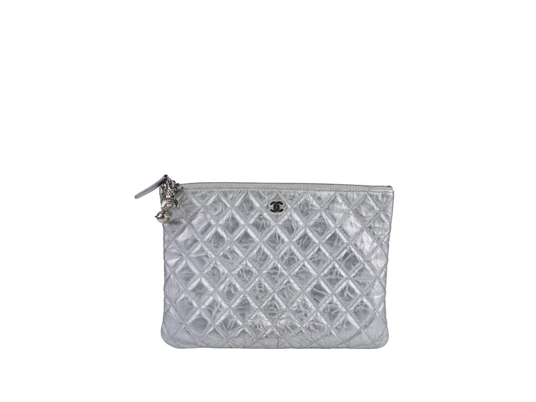Chanel Chanel Clutch Bag Metallic Silver