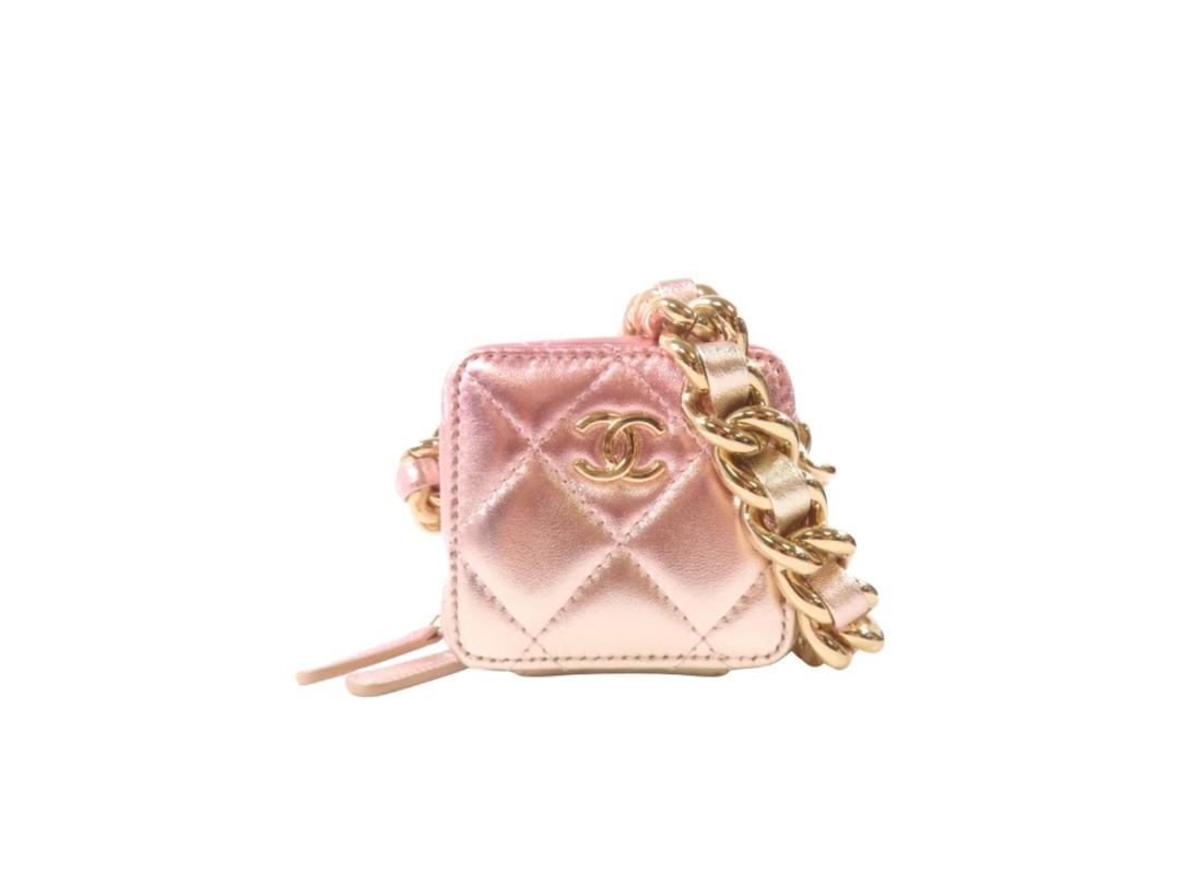 Chanel Chanel Mini Lambskin Coco Punk Cube Clutch With Chain Pink