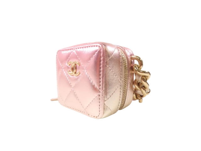 Chanel Chanel Mini Lambskin Coco Punk Cube Clutch With Chain Pink - view 3