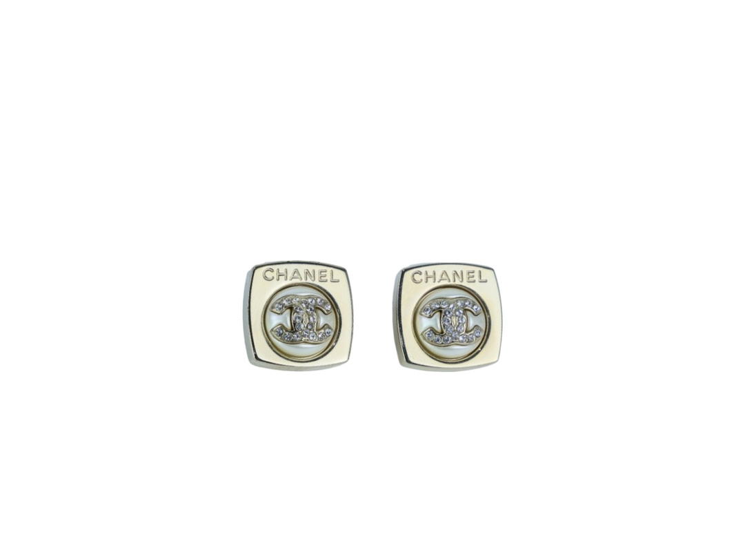 Chanel Chanel Crystal and Faux Pearl CC Earring Gold