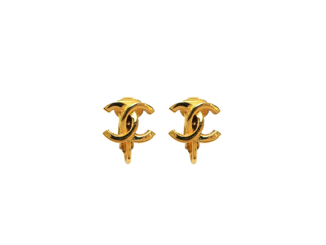 Chanel Chanel Plated CC Logos Vintage Clip Earrings Gold