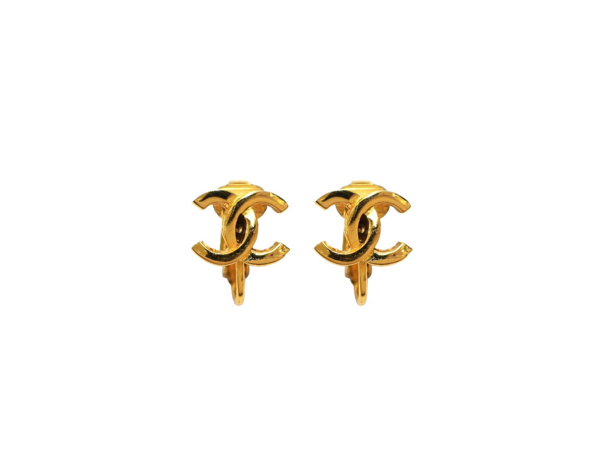 Chanel Chanel Plated CC Logos Vintage Clip Earrings Gold